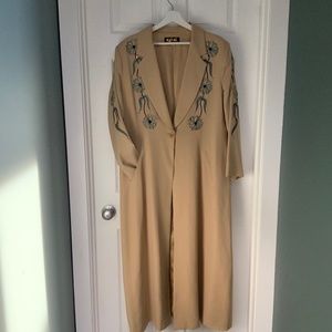 Tan Duster Jacket Embroidered and Embellished by Manuel Cuevas Women’s size 14
